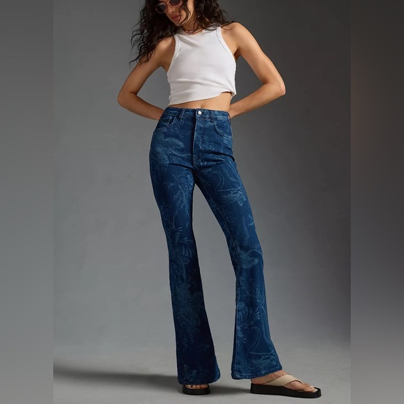 Anthropologie Denim - Anthropologie Pilcro The Icon High-Rise Flare Jeans Floral stretch denim 27